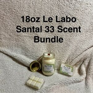 18oz Le Labo Santal 33 Scent Wood Wick Candle/Melts Bundle